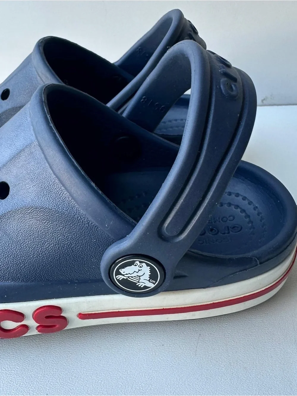 Crocs Kids Crocband Clogs Navy Blue Red White Slip On Shoes US C9 Toddler 9